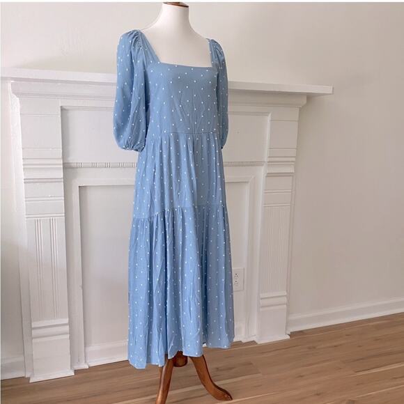 Anthropologie Medium Midi Dress Fall Boho Moon River Cottage tie back Prarie - Picture 3 of 15